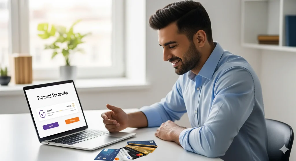 Indian professional paying off multiple credit cards at once using personal loan for debt consolidation